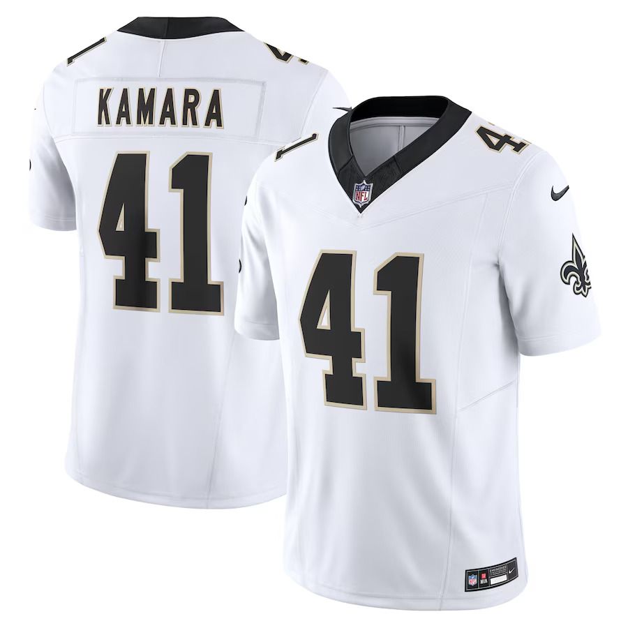 Men New Orleans 41 Saints Alvin Kamara Nike White Vapor F.U.S.E. Limited NFL Jersey